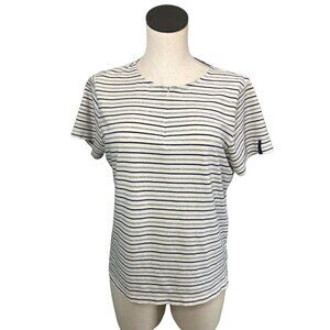 2/$30  Liz Claiborne Top Shirt Pullover Striped Womens LP 1/4 Zip Short Sleeves